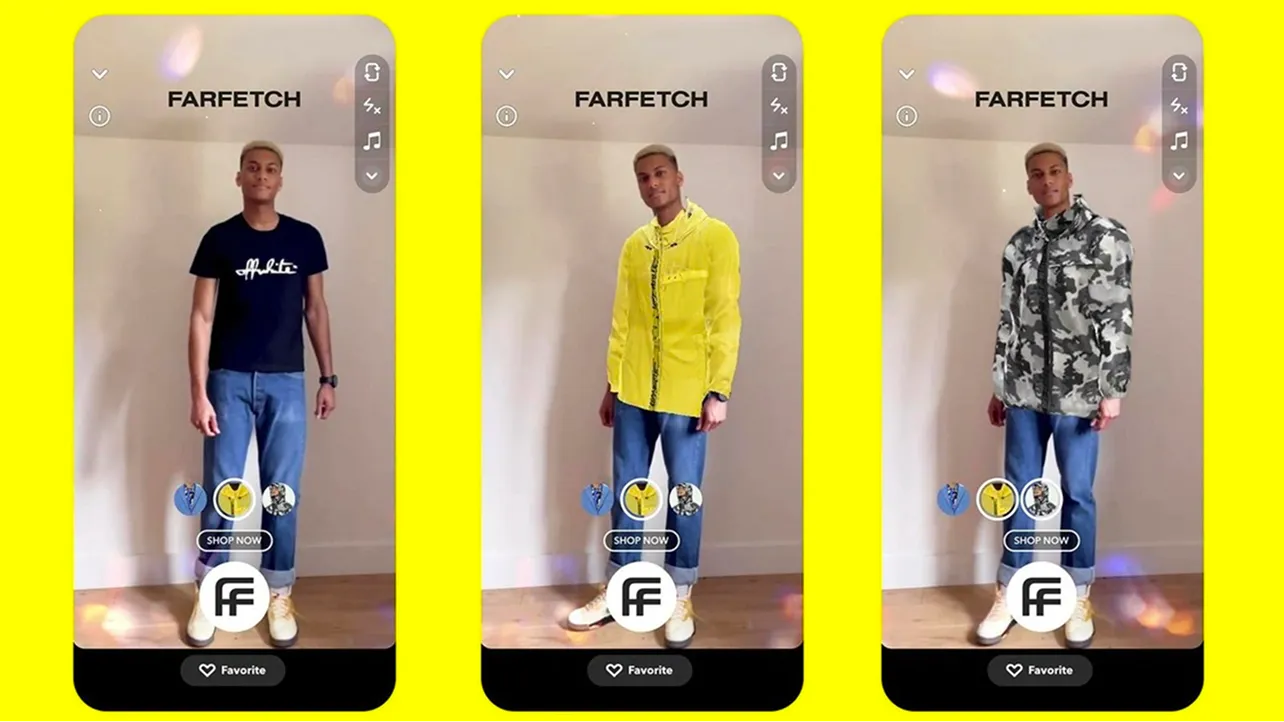 Guy using a virtual try-on tool from Farfetch